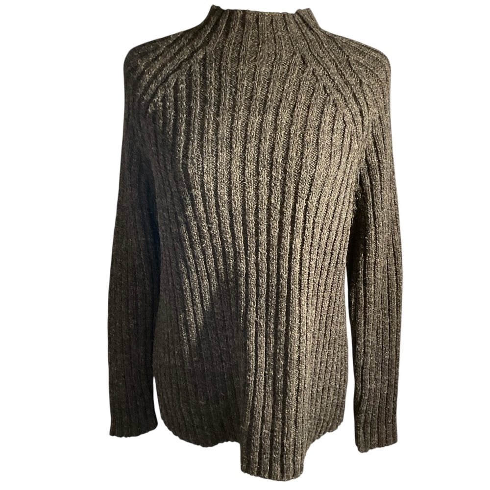 Express Tricot Charcoal Gray Ribbed Knit Sweater Size M Classic Long Sleeve